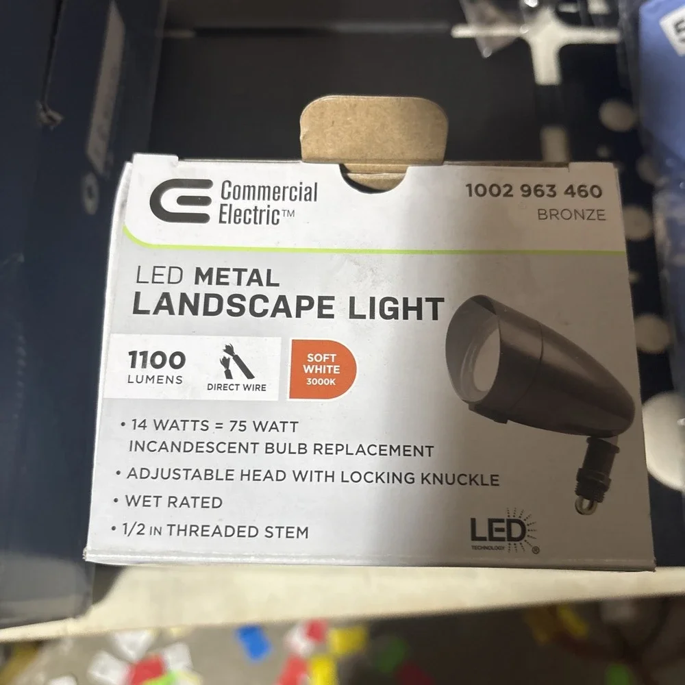 LOT OF 2 Commercial Electric 1100 Lumens Line Voltage Hardwired Landscape Light